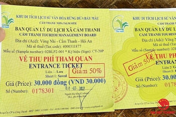 Giá vé rừng dừa Bảy Mẫu