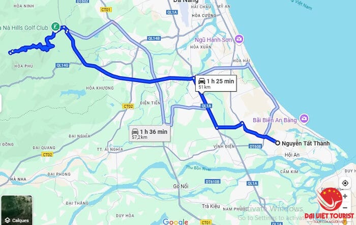 Từ Hội An đi Bà Nà Hill bao nhiêu km