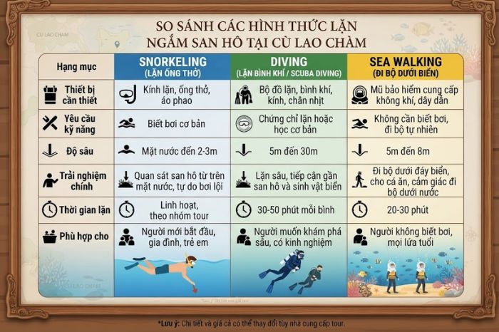 Giá vé lặn ngắm san hô Cù Lao Chàm