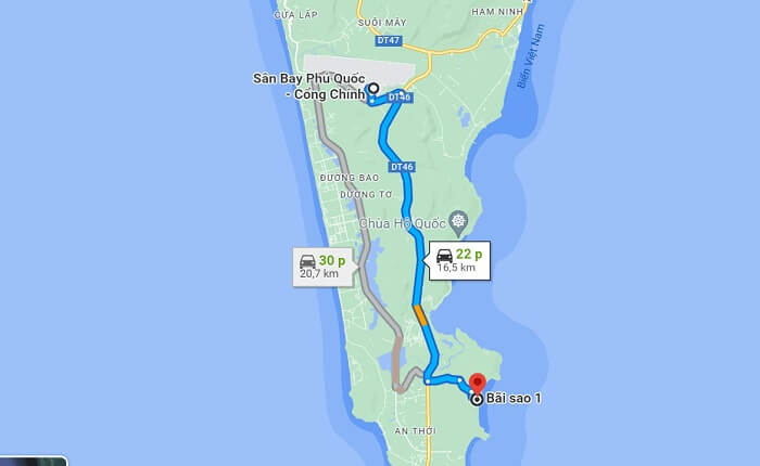Đường đi Bãi Sao Phú Quốc