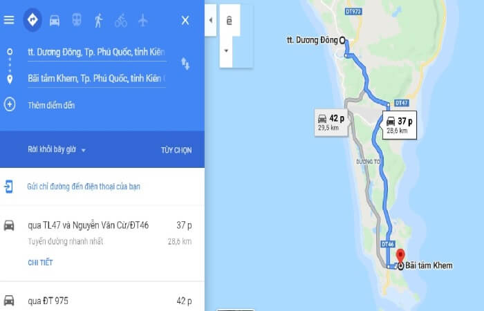 đường đi Bãi Khem Phú Quốc