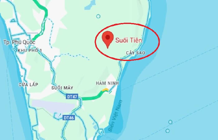 Đường đi suối Tiên Phú Quốc