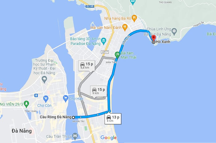 Đường đi Hồ Xanh Đà Nẵng