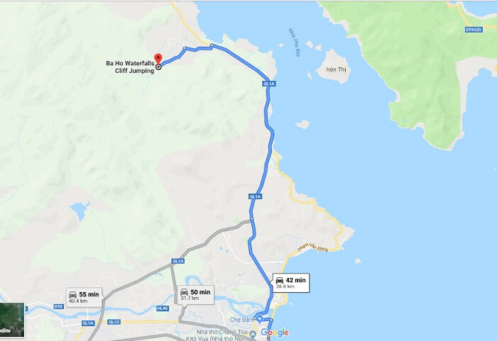 Đường đi Khu du lịch Ba Hồ Nha Trang