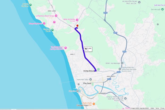 Đường đi Bãi Gành Gió Phú Quốc