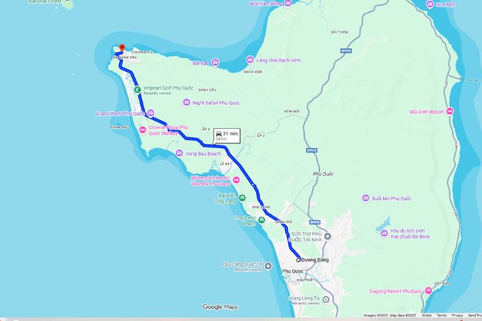 Đường đi Đền Thờ Nguyễn Trung Trực Phú Quốc