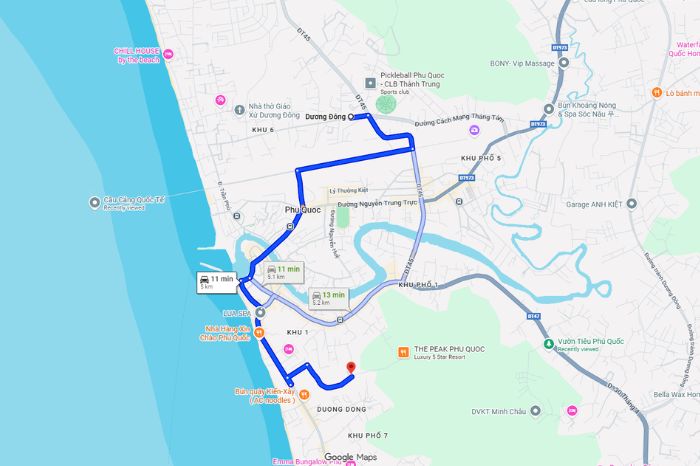 Đường đi Quán cafe Chuồn Chuồn Bistro & Bar Phú Quốc