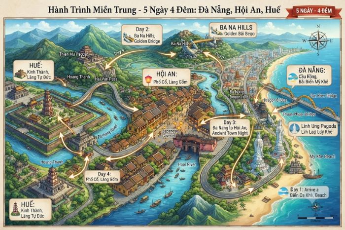 Lịch trình Đà Nẵng Hội An Huế 5 ngày 4 đêm